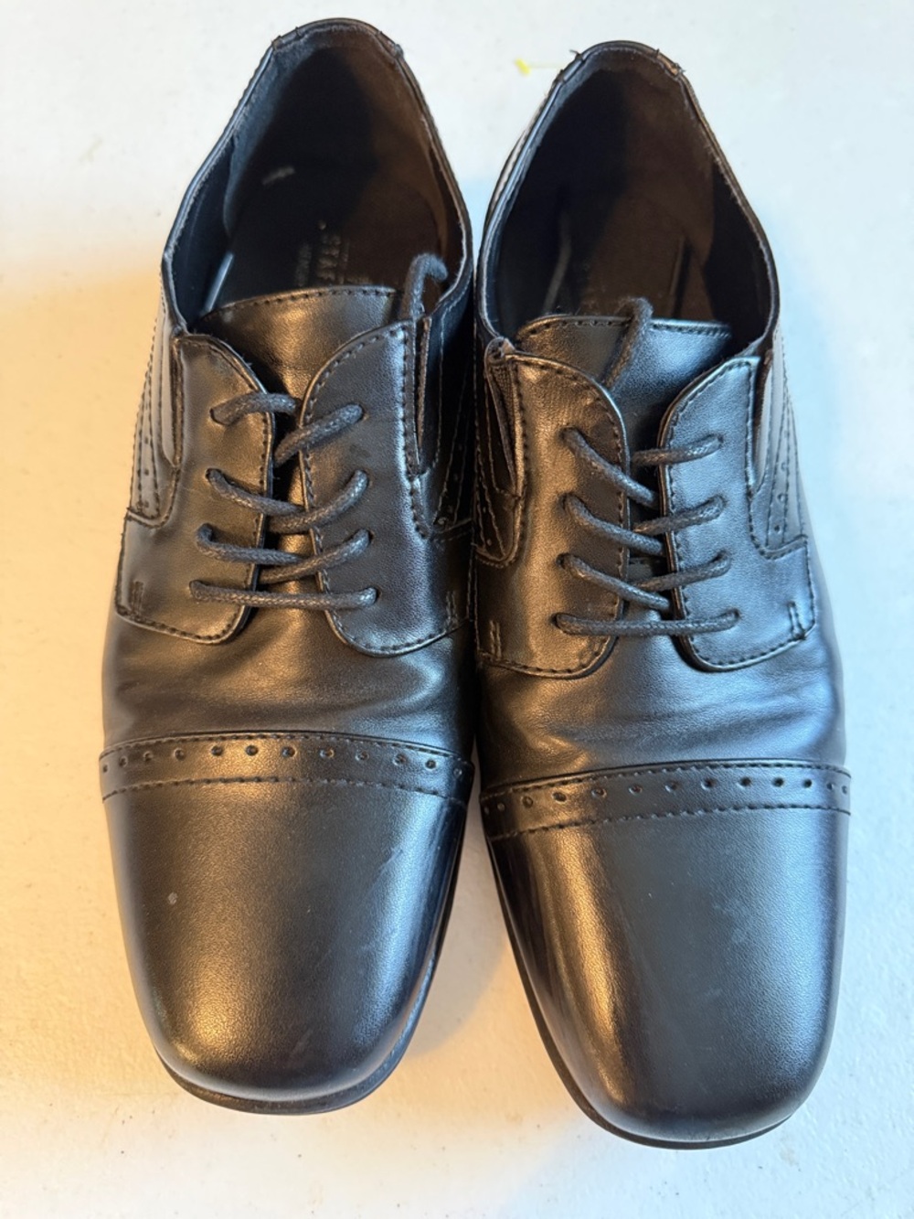 Stafford Black Cap-Toe Derby Lace-Up Shoes